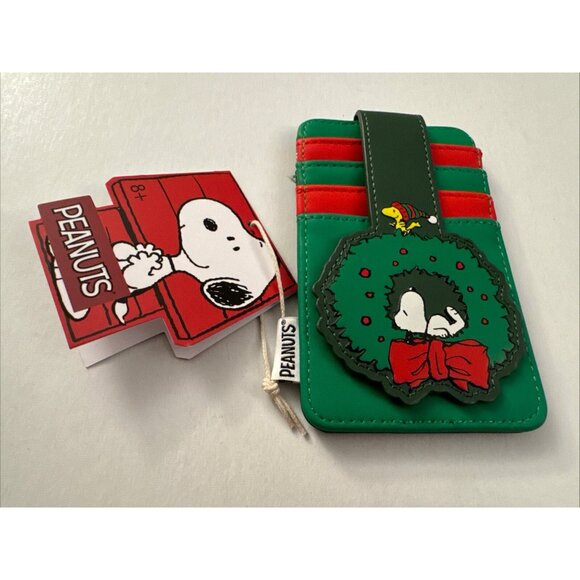 Loungefly Peanuts Wreath Peanuts & Woodstock Cardholder 4 Slots ID New K1 - Picture 1 of 4